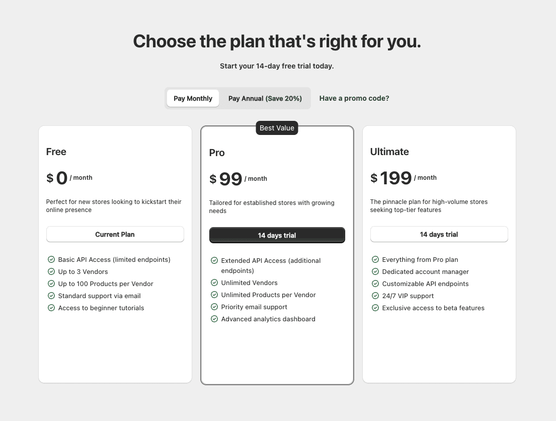 Pricing Component